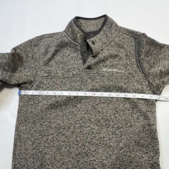 Eddie Bauer Radiator Fleece Snap Pullover Mens Small Gray Mock Neck Sweater Warm - Picture 3 of 7